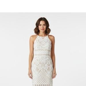 Haute Monde Crochet Lace Lined Halter Dress Womens Small NWT